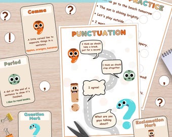 Punctuation Marks Activity Worksheets: Early Grammar, Montessori Homeschool (PDF Download)