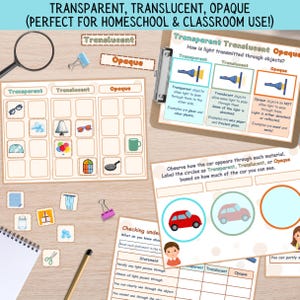 Transparent, Translucent, Opaque Materials Physics Lesson, Light Transmission, STEM Learning, Engaging Education, Interactive Science