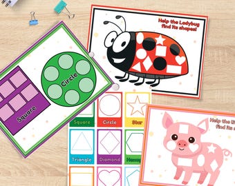 Gioco di abbinamento di forme geometriche: attività Montessori per la scuola domestica (download PDF)