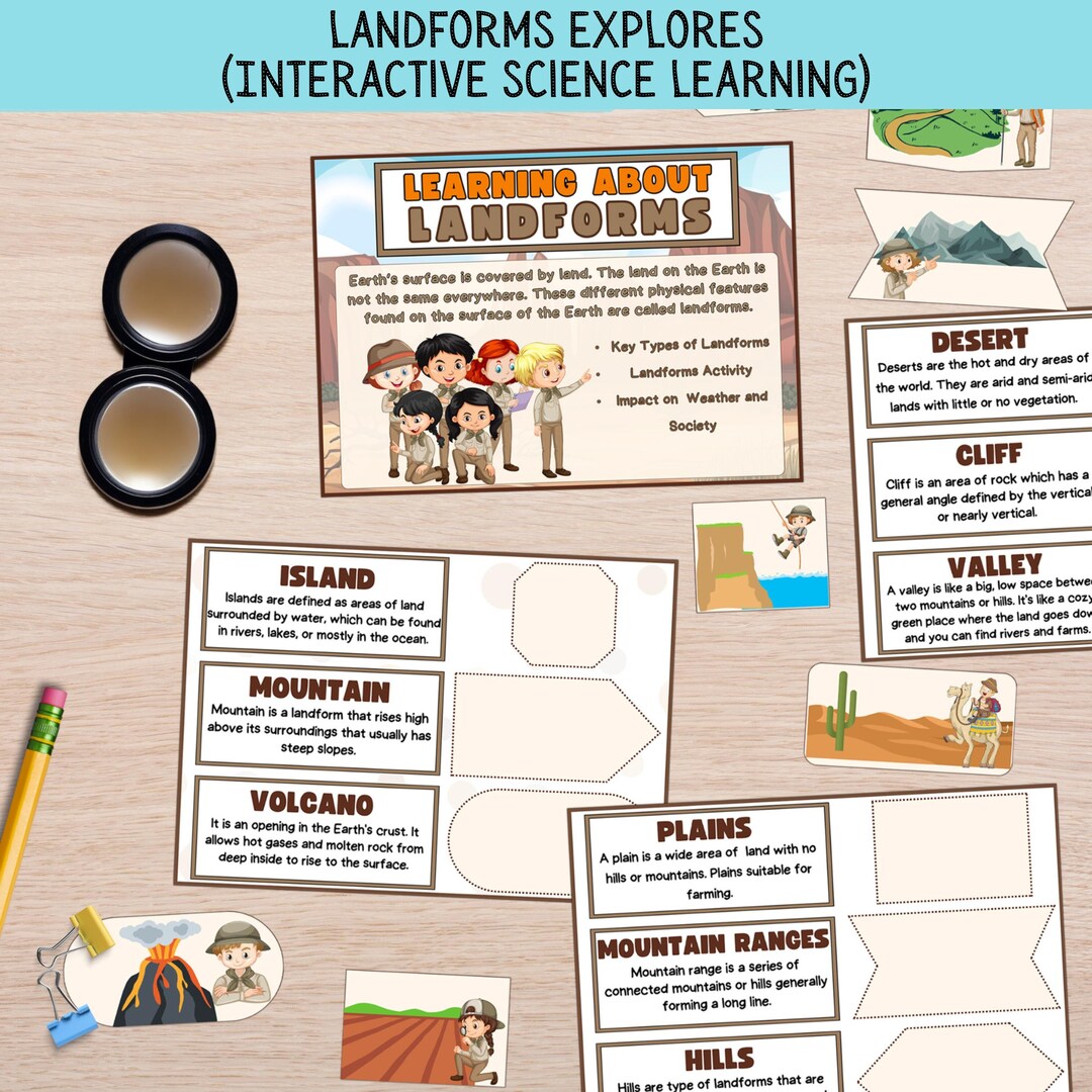 Landforms Matching Game: Geography Montessori Activity (PDF Download A4 ...