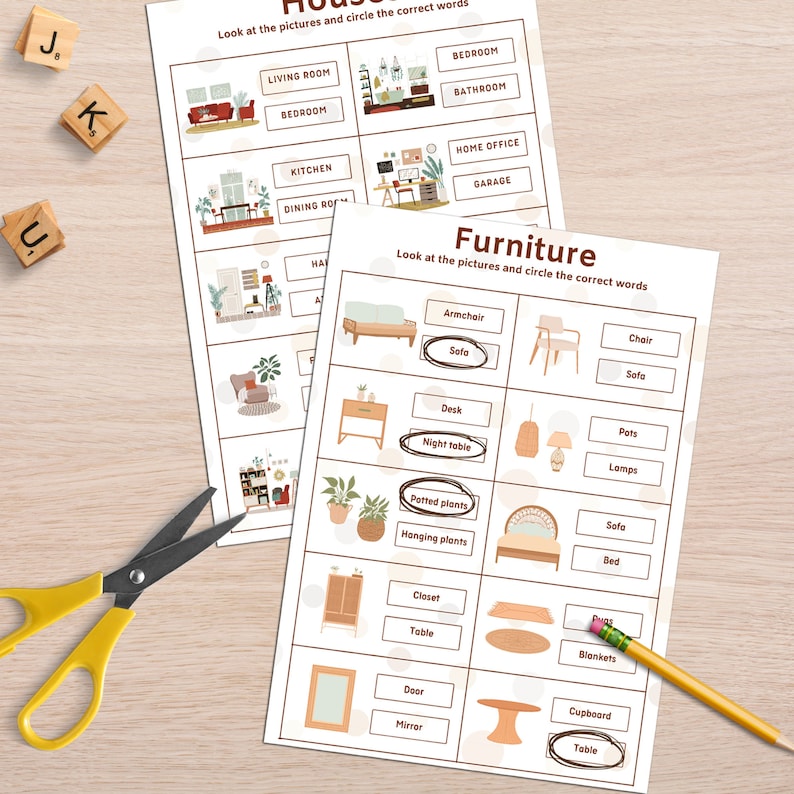 House and Furniture Flashcards & Activity Set, Montessori House