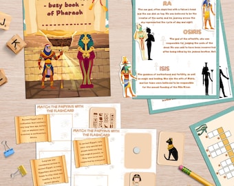Ancient Egypt Busy Book for Kids: Egyptian Mythology, History, & Flashcards (Printable Bundle)