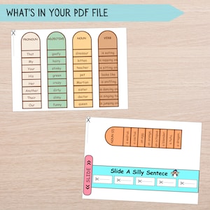 Build A Silly Sentence Kids Activity, Parts of Speech Game, Early