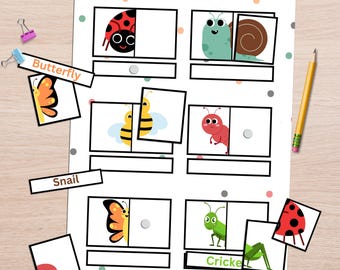Bug Matching Game: Insect Printable Puzzle for Toddlers (PDF Download)