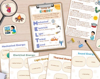 Forms of Energy Sorting Activity: Montessori Science Worksheet (PDF Download A4 Size)