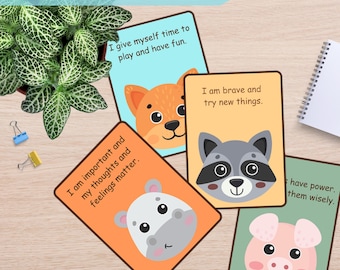 Cartes mémoire pleine conscience pour enfants : affirmations positives, intelligence émotionnelle (téléchargement numérique)