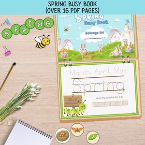 Spring Busy Book for Kids, Printable Preschool Activity Book, Busy Toddler Learning Binder, Quiet Book Pdf, Homeschool Kid Learning Binder