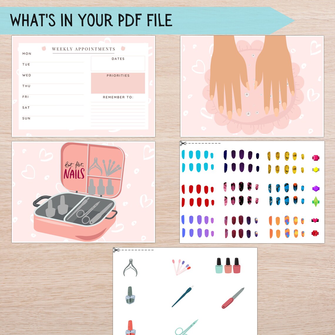 Girl Nail Salon Dramatic Play, Manicure Kids Printable Activity, Girls