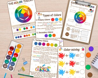 Color Theory Learning Bundle: Color Wheel, Matching Activity (PDF Download A4 Size)