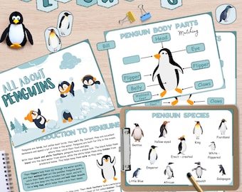 Eenheidsstudie pinguïn: winterhomeschool afdrukbaar (pdf-download, A4-formaat)
