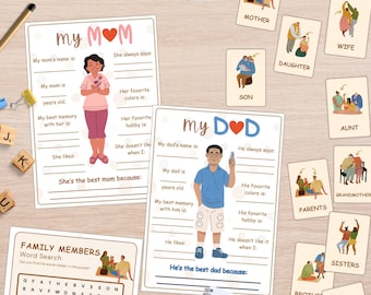 Family Activity Lesson: Flash Cards, Draw My Family (PDF Download A4 Size)