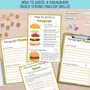 Aula de Escrita de Parágrafos: Modelo Hambúrguer, Jogo de Escrita Elementar (Download em PDF)