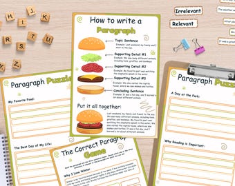 Paragraph Writing Lesson: Hamburger Model, Elementary Writing Game (PDF Download