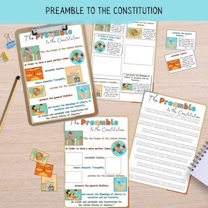 Constitution Kids Activity Lesson, We the People The Preamble to the Constitution, Homeschool Education Patriotic, Civics & American History
