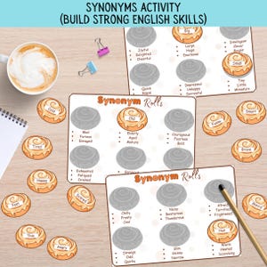 Synonyms Activity Printable Lesson for Kids, Learning English, Word Study Homeschool Toddler, Pre K Activities Vocabulary, Busy Pages Fun