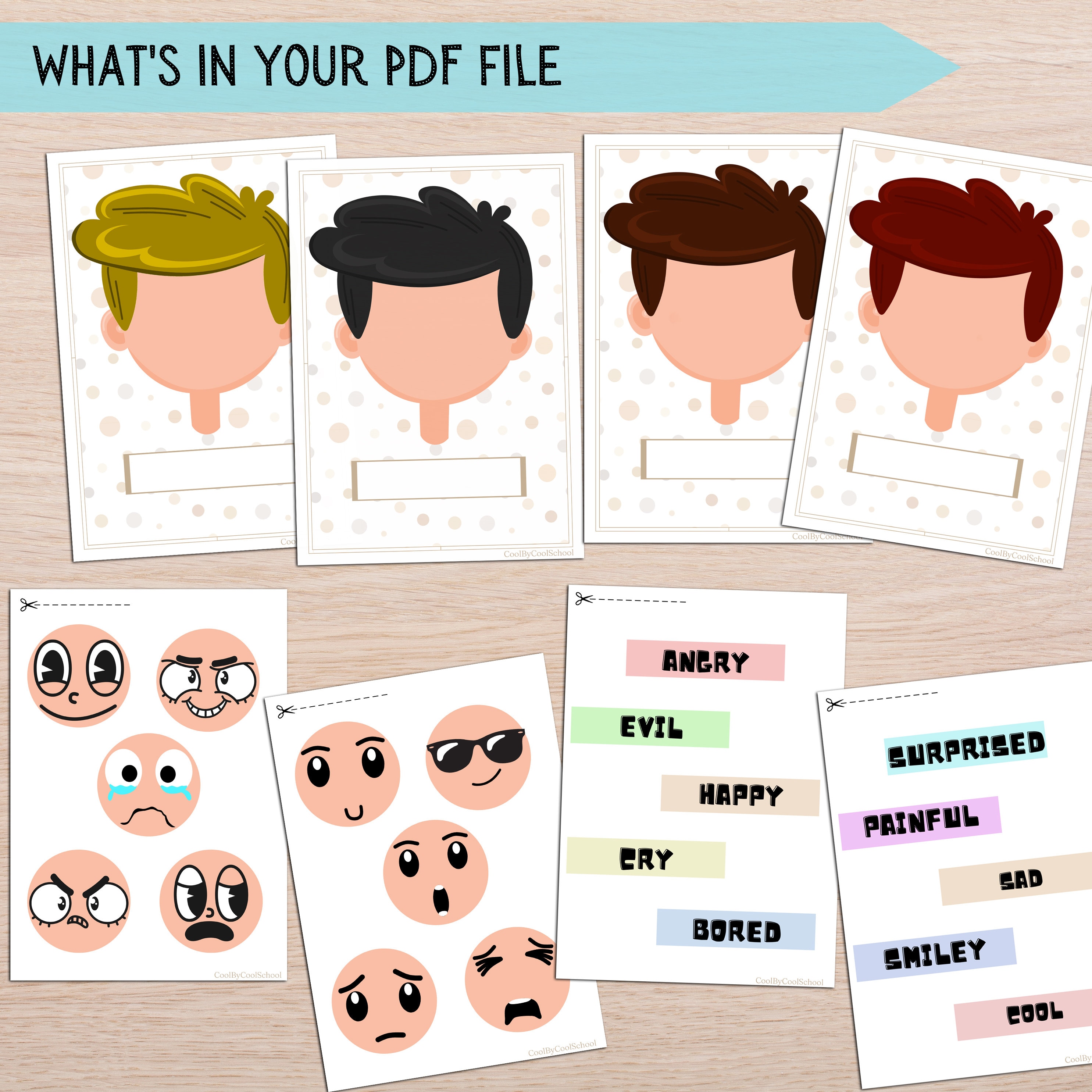 Emotions Activity for Boys Worksheets Kids Feelings Learning - Etsy