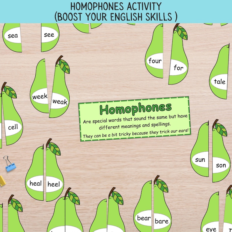Homophones Matching Game: Early Reading & Writing Activity (PDF Download) image 1