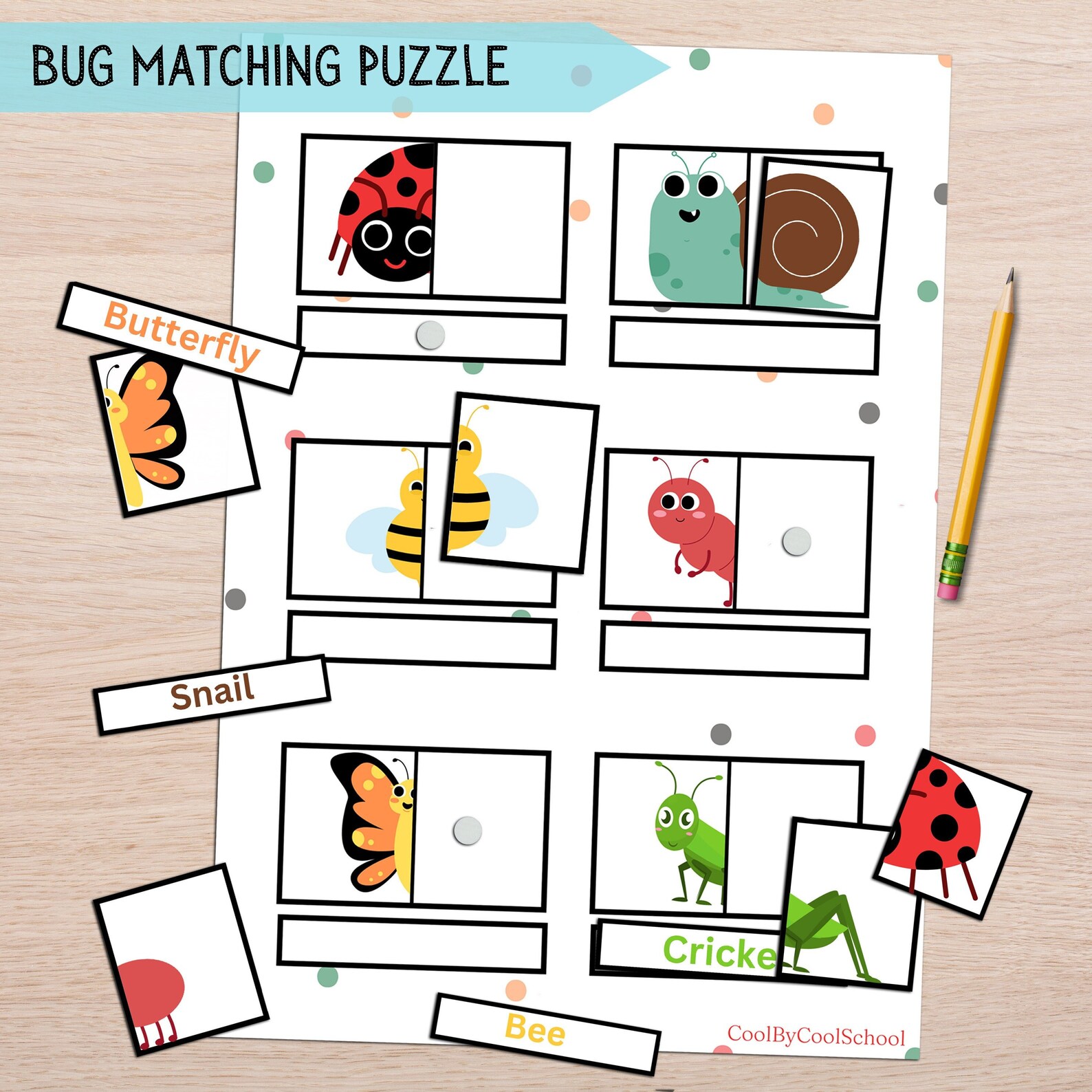 Bug Matching Puzzle Printable, Bugs Worksheets for Toddler, Insects ...