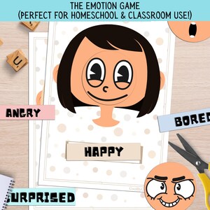 Girl Emotions Matching Game: Preschool Learning Activity (PDF Download