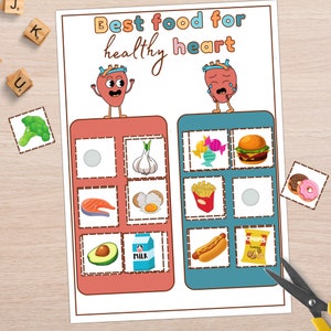 Heart Anatomy Printable Activity for Kids, Heart Diagram Matching Game ...