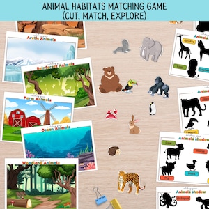Animals Habitats Matching Game: Montessori Homeschool Printable (Digital Download)