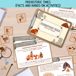 Prehistoric Lesson, History Lesson, Stone Age Fact Files Education Homeschool Kid Resource Colour Printable PDF Digital Download