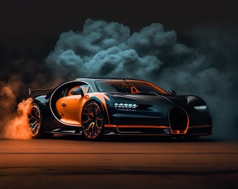 Bugatti Inspired Digital Art, Chiron, ArtDigital Car Print, Car Poster, Bugatti chiron, Automotive Enthusiast, Car Gift, Bugatti Art. Chiron