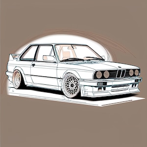 BMW Inspired Digital Art, Digital Car Print, Car Poster, BMW, Automotive Enthusiast, Car Gift, BMW art, bmw m3, classic bmw, bme e30