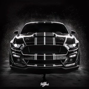 Arte digital inspirado en Ford Mustang, impresión de coche digital, cartel de coche, Mustang, Ford, entusiasta del automóvil, regalo de coche, Ford Art. Arte de pared. vado m