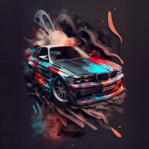 BMW inspirierte digitale Kunst, digitaler Autodruck, Autoposter, BMW, Automobil-Enthusiast, Autogeschenk, BMW-Kunst