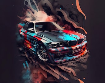 BMW Inspired Digital Art, Digital Car Print, Car Poster, BMW, Automotive Enthusiast, Car Gift, BMW Art