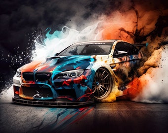 BMW Inspired Digital Art, Digital Car Print, Car Poster, BMW, Automotive Enthusiast, Car Gift, BMW Art