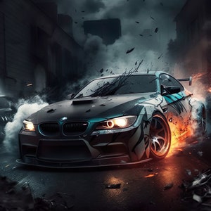 Arte digitale ispirata alla BMW, stampa digitale per auto, poster per auto, BMW, appassionato di automobili, regalo per auto, arte BMW