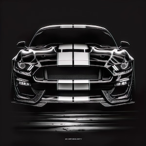 Arte digital inspirado en Ford Mustang, impresión de coche digital, cartel de coche, Mustang, Ford, entusiasta del automóvil, regalo de coche, Ford Art. Arte de pared. vado m