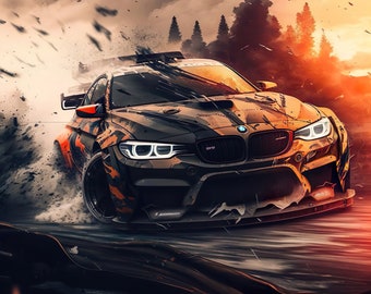 BMW Inspired Digital Art, Digital Car Print, Car Poster, BMW, Automotive Enthusiast, Car Gift, BMW Art