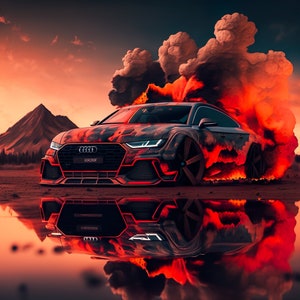 Arte digital inspirado en Audi, RS7 ArtDigital Car Print, Car Poster, Audi, Automotive Enthusiast, Car Gift, Audi Art. RS7 a la deriva