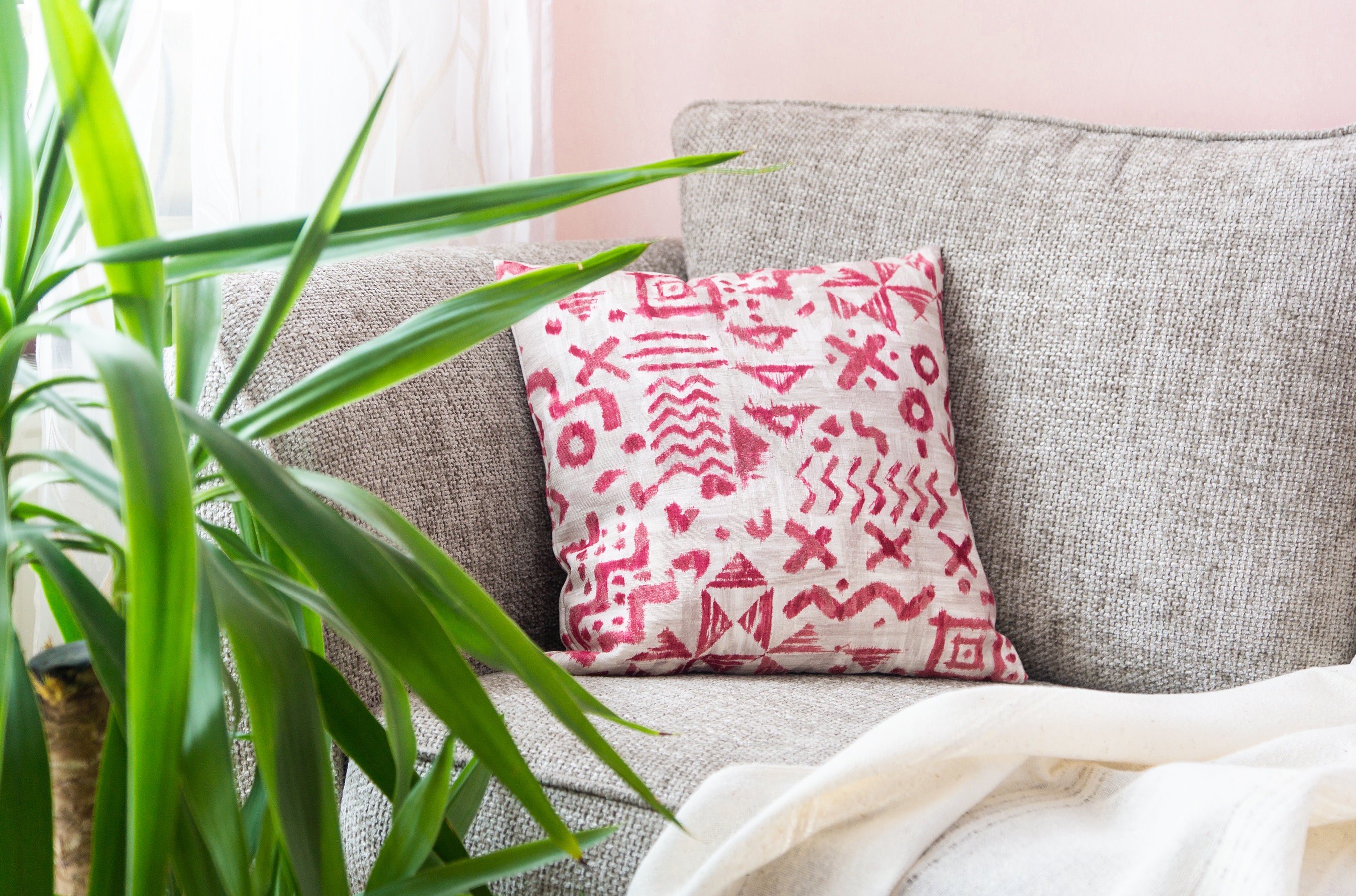 Pink mudcloth pillow deals