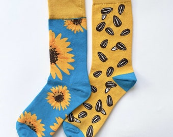 Sunflower Socks, mismatched socks, odd socks, colourful Socks