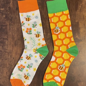 Bee Socks | mismatched socks | odd socks | colourful socks | funky socks | women&#39;s socks | men&#39;s socks | gift ideas