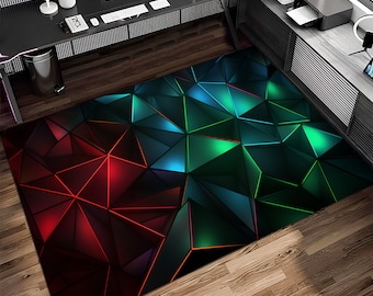 Gamer Rug,Gaming Rug,Game Rug,Geometric Rug,Colorful Rug,Play Room Rug,Neon Decor,Custom Rug,Neon Look Rug,E-Sport Rug,Area Rug,Gaming Gifts