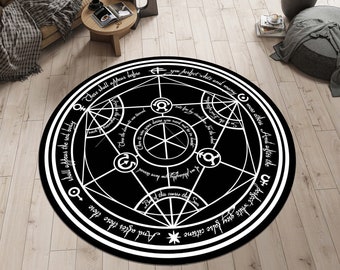 Full Metal Rug,FMA Transmutation Rug,Circle Rug,Japanese Anime Rug,Popular Rug,Custom Rug,Rugs for Living Room,Minimalist Rug,Gifts For Him