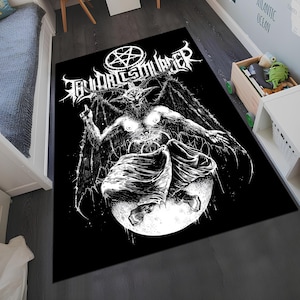 Devil Rug,Satanic Rug,Demon Rug,Gothic Rug,Horror Art Rug,Horror Decor,Fear Rug,Unique Rug,Area Rug,Custom Rug,Boys Room Rug,Gift for Her