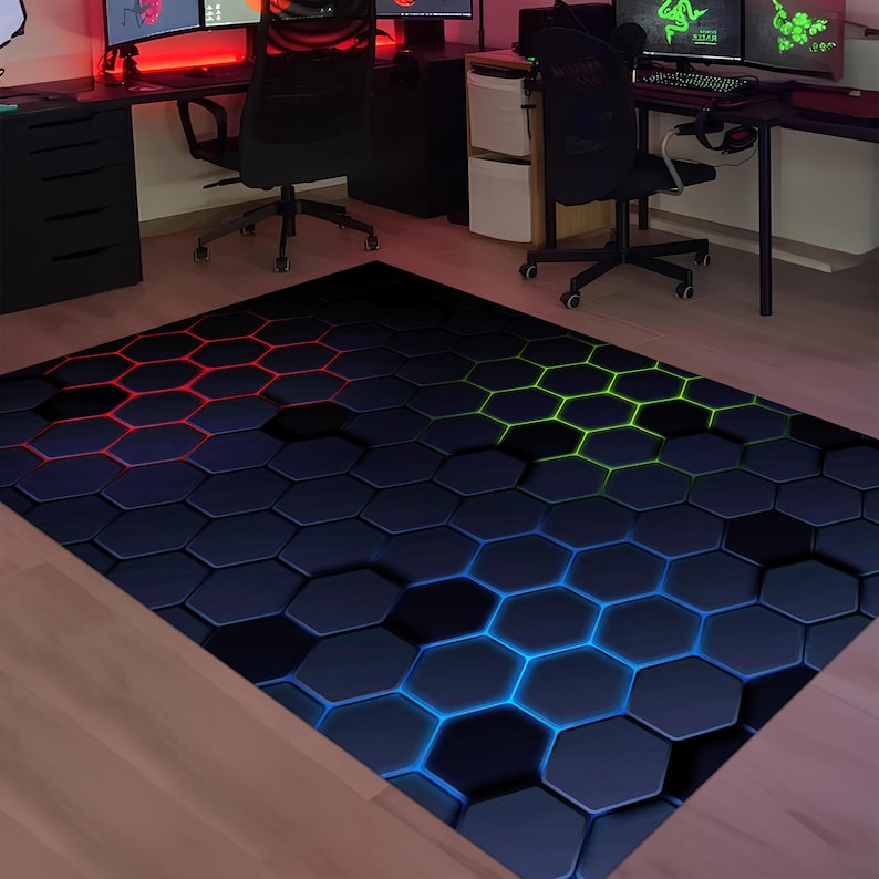 Pc Gaming Small Rug Gamer Rug,gaming Rug,game Rug,geometric Rug,colorful Rug,play Room Rug ...