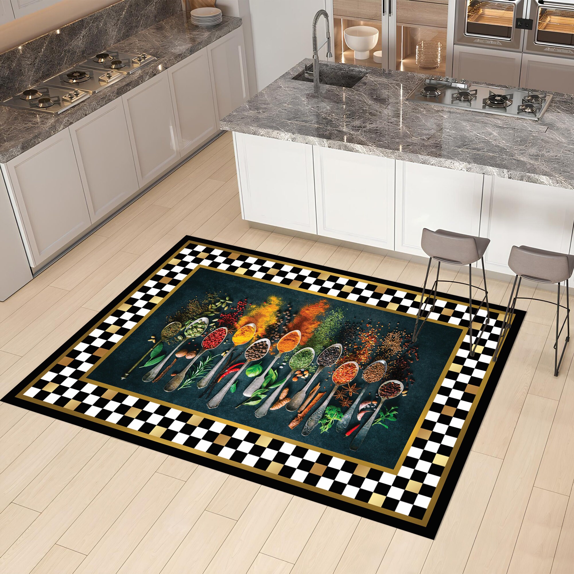 Checkered Rug,spices Rug,rugs for Kitchen,non-slip Rug,washable Rug ...