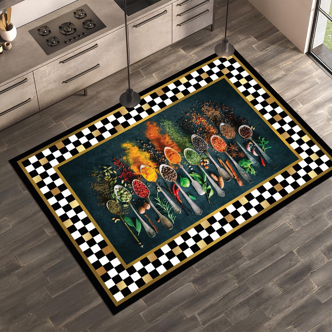 Checkered Rug,spices Rug,rugs for Kitchen,non-slip Rug,washable Rug ...