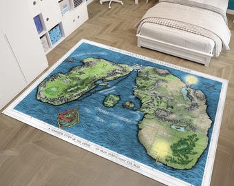 A Map Of Middle Earth Rug, Map Rug, Cool Rugs, Popular Rug, Fantastic Rug, Home Decor, Area Rugs, Boys Room Rug, Gifts for Her, Young Room