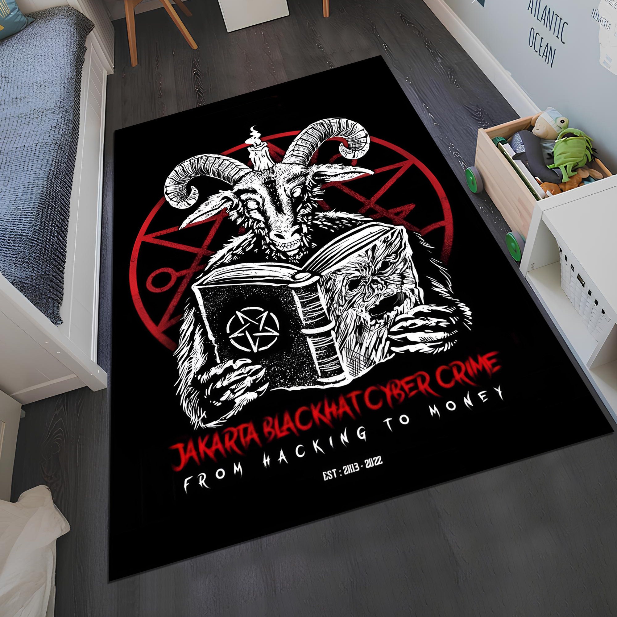 Discover Satanic Rug,Skull Decor, Horror Rug,Art Rug,Fear Rug,Rug for Living Room,Young Room Rug,Boys Room Rug,Custom Rug,Personalized Gifts,Area Rug