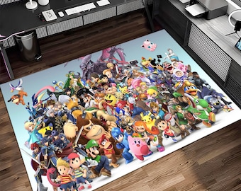 Game Characters Rug,Popular Games Rug,Game Rug,Gaming Rug,Colorful Rug,Play Room Rug,Game Decor,Custom Rug,Retro Gaming,Area Rug,Gaming Gift