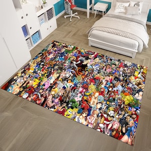 Mixed Anime Rug,Video Game Rug,Super Heros Rug,Colorful Rug,Fantastic Rug,Anime Rug,Anime Decor,Nursery Rug,Custom Rug,Area Rug,Gift for Her