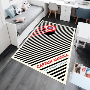 Captain America Rug, Super Hero Rug, Fantastic Rug, Area Rug,Kids Rug,Colorful Rug,Cool Rugs,Marvel Rug,Gift for Her, Movie Rug, Movie Decor